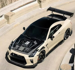 V1 Carbon Fiber Vented Hood w/ transparent window - 2008-2016 Nissan GTR R35.
