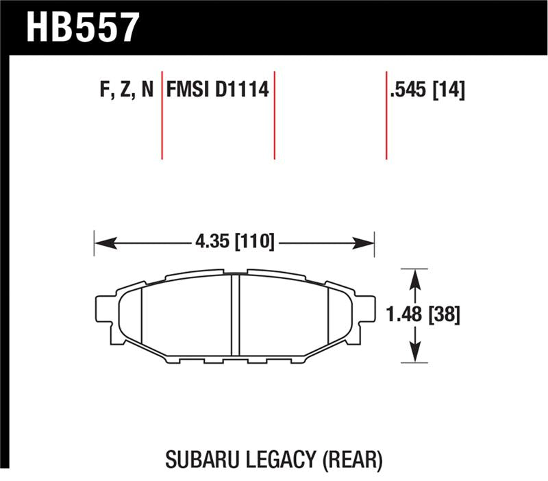 Hawk 08 WRX Rear HPS Street Brake Pads