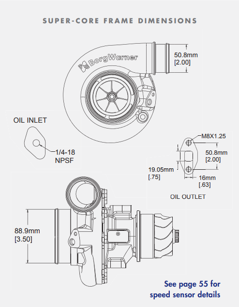 S200SX-E Journal Bearing Super Core Assembly W/ T4 Flange By BorgWarner