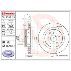 Brembo OEM Equivalent Rear Brake Rotor | 2003-2004 Infiniti G35 and 2003-2009 Nissan 350Z (09.7356.21).