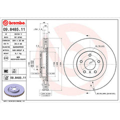 Brembo OEM Equivalent Front Brake Rotor | 2003-2004 Infiniti G35 and 2003-2009 Nissan 350Z (09.8485.11).