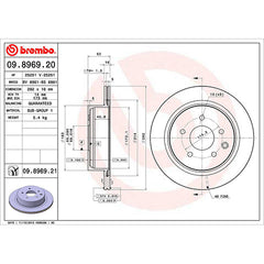 Brembo OEM Equivalent Rear Brake Rotor | 2003-2005 Nissan 350Z/Infiniti G35, and 2014-2017 Nissan Juke (09.8969.21).