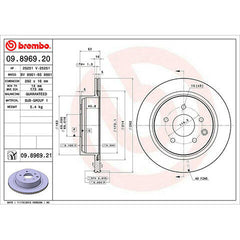 Brembo OEM Equivalent Rear Brake Rotor | 2003-2005 Nissan 350Z/Infiniti G35, and 2014-2017 Nissan Juke (09.8969.21).