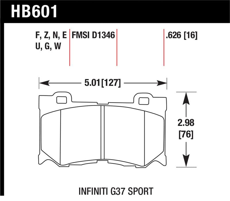 Hawk 10-12 Infiniti FX50 / 09-12 G37 / 09-13 Nissan 370Z DTC-30 Race Front Brake Pads