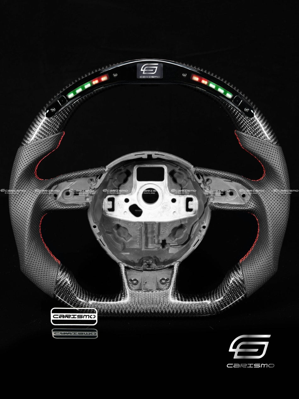 Carismo Steering Wheel For Audi (B8.5 Wheel) - Classic RPM LED - Gloss Carbon - Perforated Leather