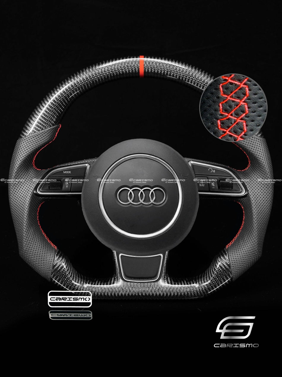 Carismo Steering Wheel For Audi (B8.5 Wheel) - Sport - Gloss Carbon - Perforated Leather