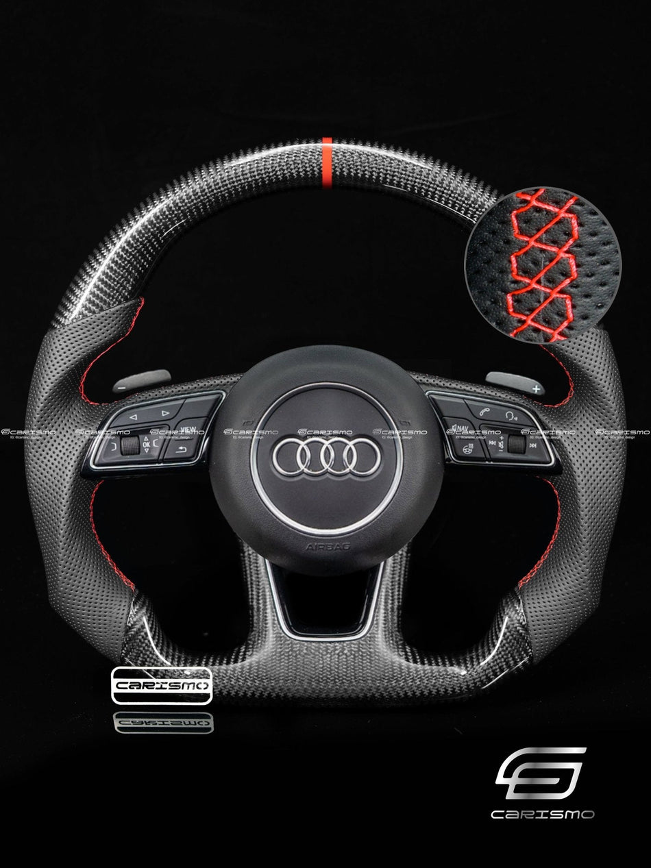 Carismo Steering Wheel For Audi (B9 Wheel) - Sport - Gloss Carbon - Perforated Leather
