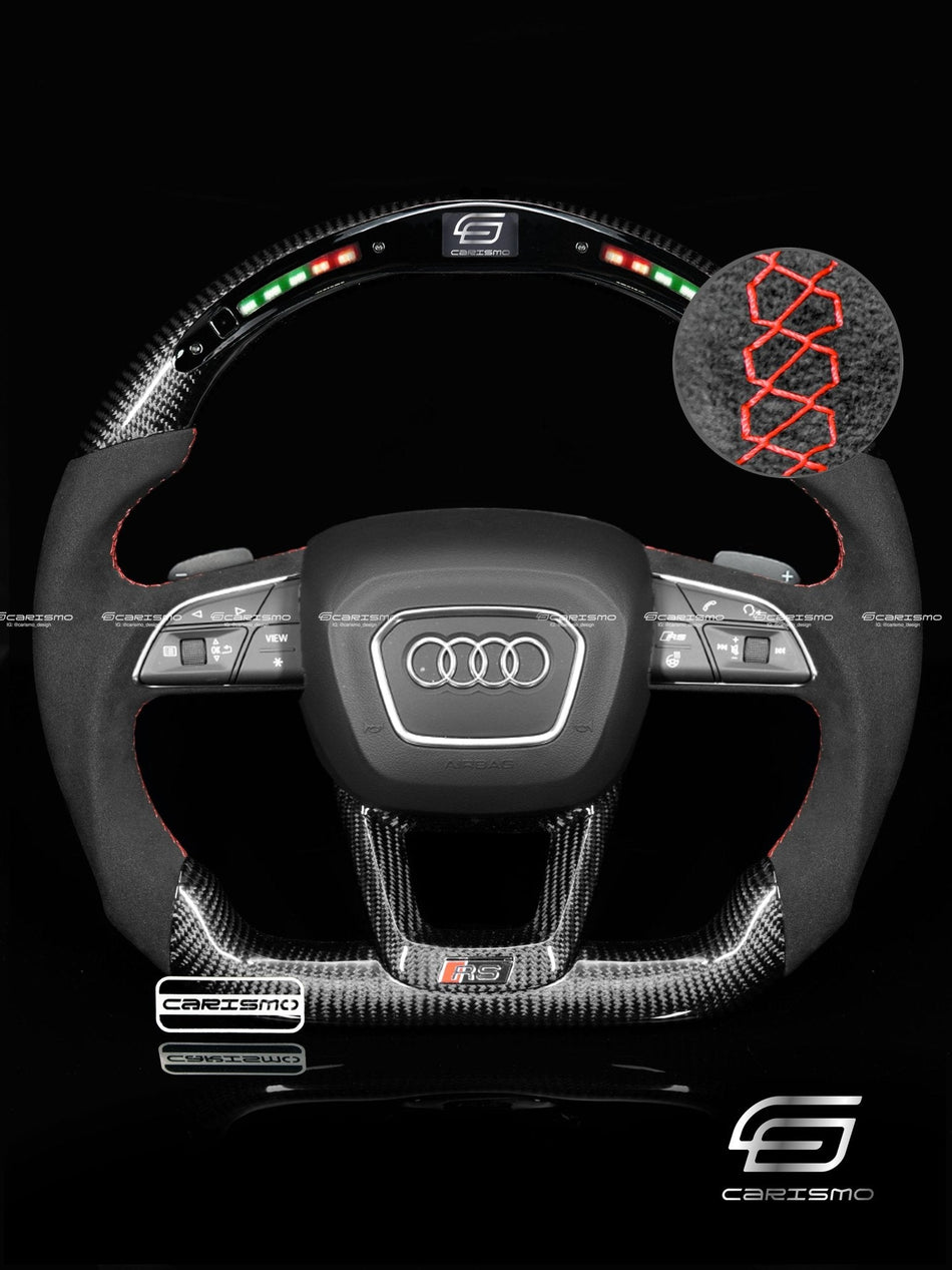 Carismo Steering Wheel For Audi (B9.5 Wheel) - Classic RPM LED - Gloss Carbon - Alcantara