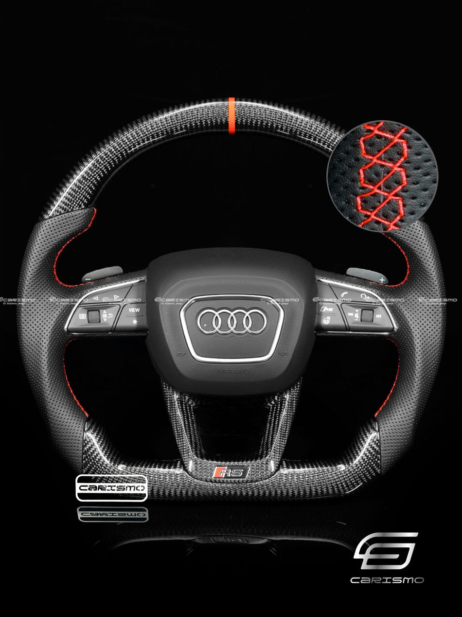 Carismo Steering Wheel For Audi (B9.5 Wheel) - Sport - Gloss Carbon - Perforated Leather