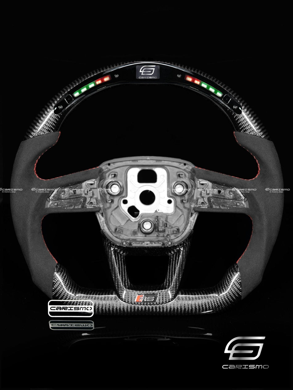 Carismo Steering Wheel For Audi (B9.5 Q Wheel) - Classic RPM LED - Gloss Carbon - Alcantara
