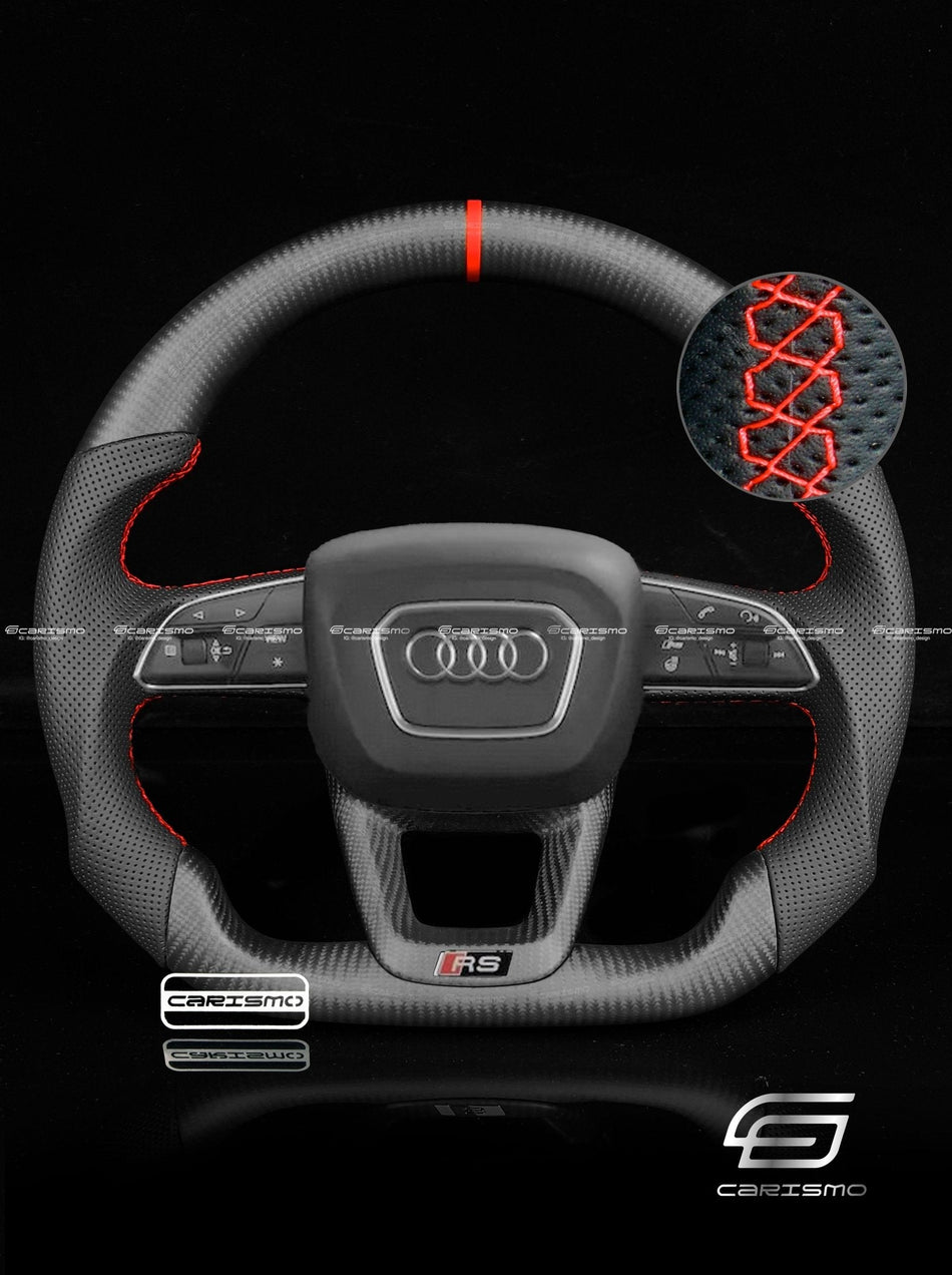 Carismo Steering Wheel For Audi (B9.5 Q Wheel) - Sport - Matte Carbon - Perforated Leather