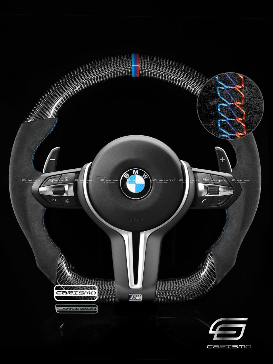 Carismo Steering Wheel For BMW F-Series (M Performance Wheel) - Sport - Gloss Carbon - Alcantara