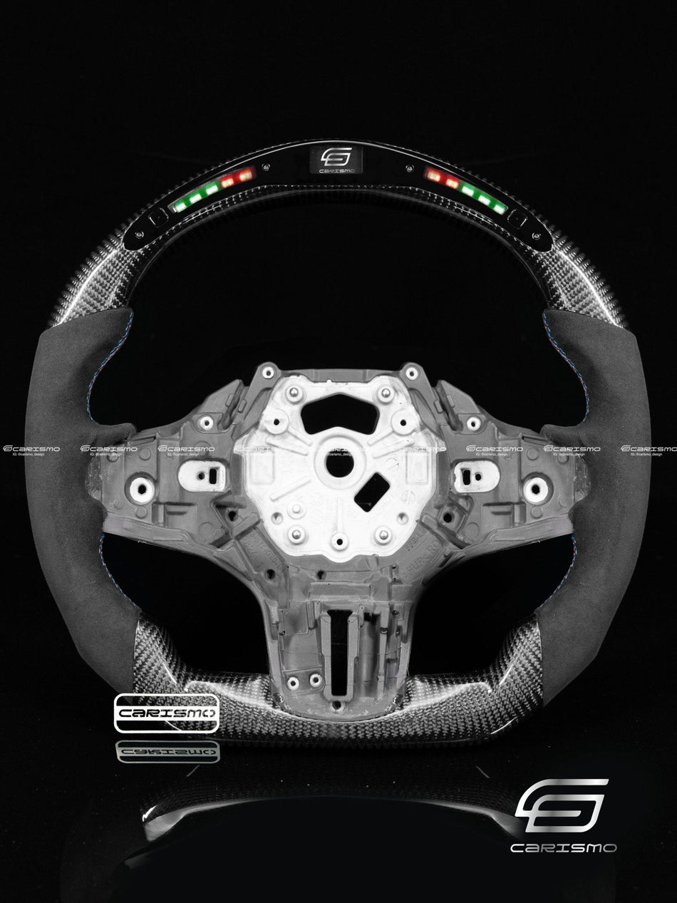 Carismo Steering Wheel For BMW G-Series (M Performance Wheels) - Classic RPM LED - Gloss Carbon - Alcantara