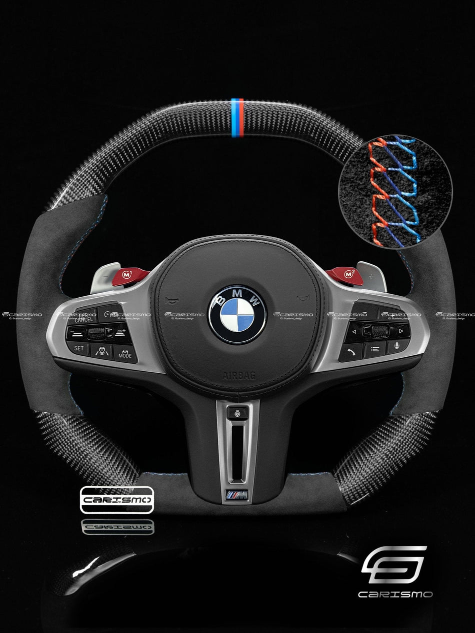 Carismo Steering Wheel For BMW G-Series (M Performance Wheels) - Signature - Gloss Carbon - Alcantara