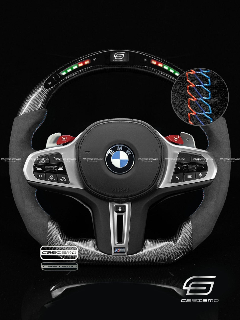 Carismo Steering Wheel For BMW G-Series (M Performance Wheel) - Classic RPM LED - Gloss Carbon - Alcantara
