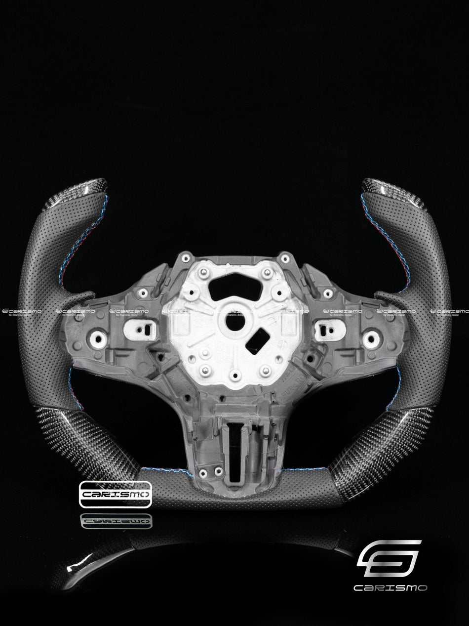 Carismo Steering Wheel For BMW G-Series (M Performance Wheel) - F1 Competition - Gloss Carbon - Perforated Leather