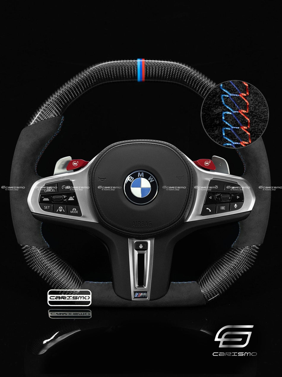 Carismo Steering Wheel For BMW G-Series (M Performance Wheel) - Signature - Gloss Carbon - Alcantara
