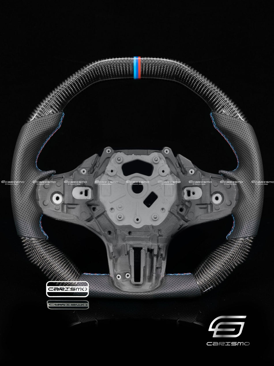 Carismo Steering Wheel For BMW G-Series (M Performance Wheel) - Signature - Gloss Carbon - Perforated Leather