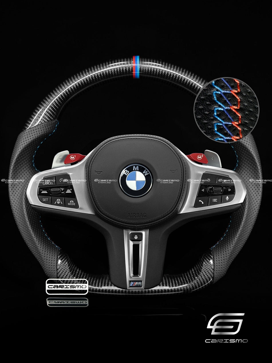 Carismo Steering Wheel For BMW G-Series (M Performance Wheel) - Sport - Gloss Carbon - Perforated Leather