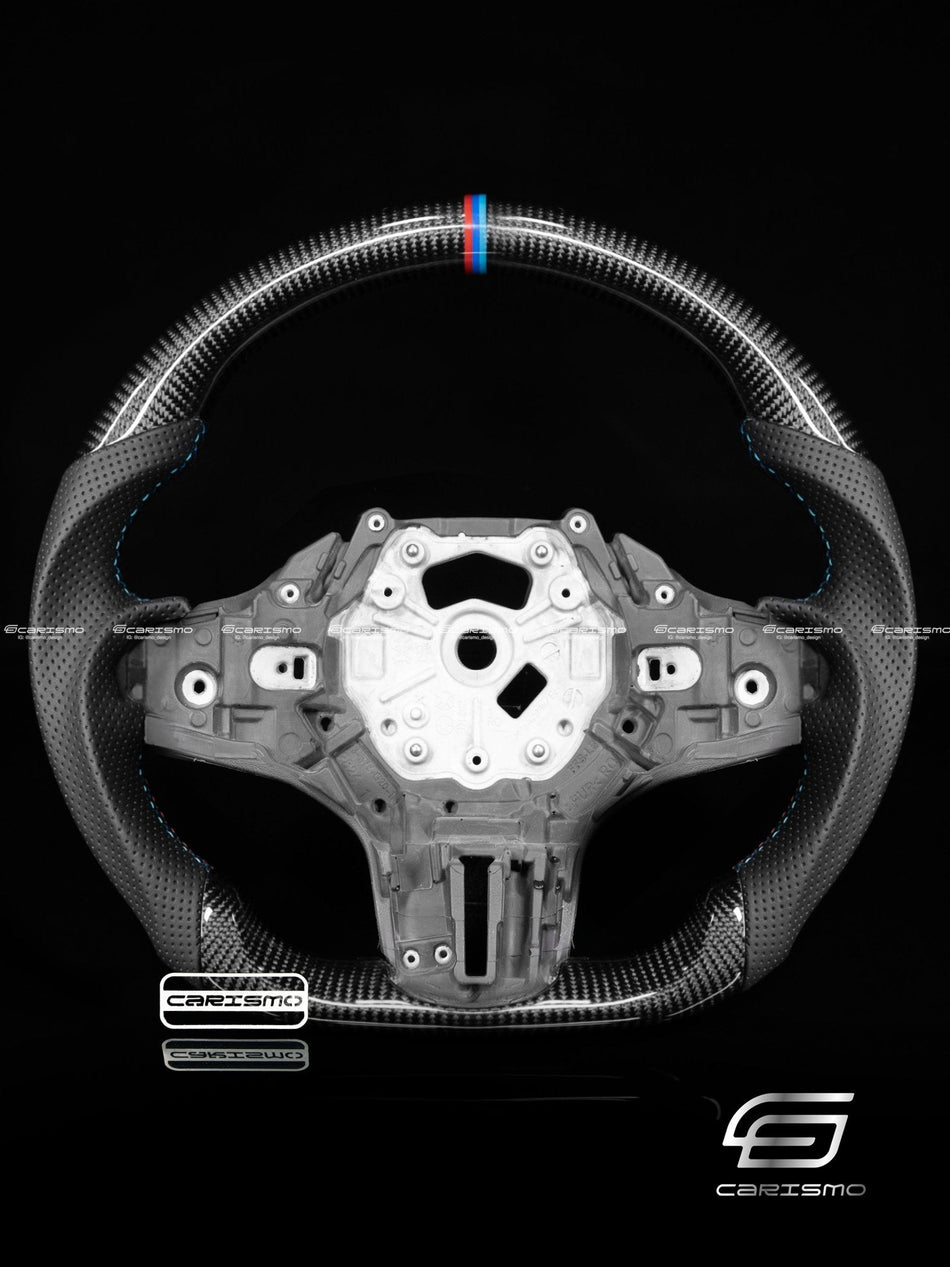 Carismo Steering Wheel For BMW G-Series (M Performance Wheel) - Sport - Gloss Carbon - Perforated Leather