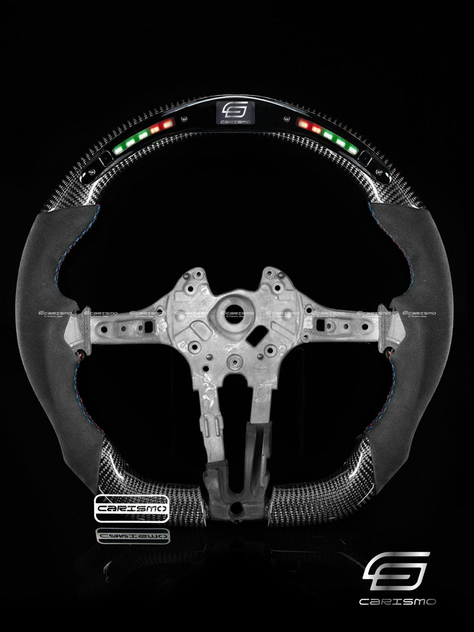 Carismo Steering Wheel For BMW F-Series (M Performance Wheels) - Classic RPM LED - Gloss Carbon - Alcantara