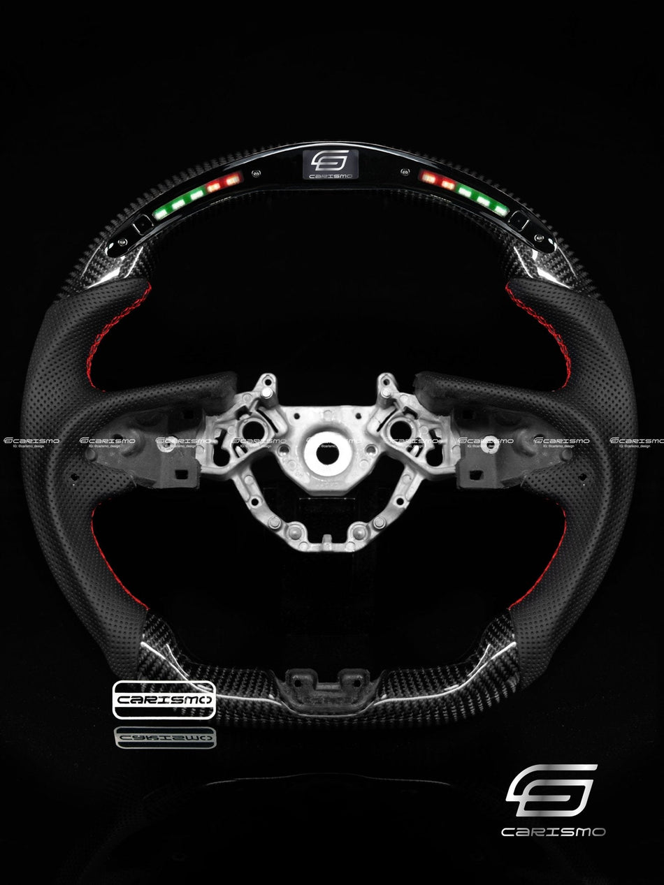 Carismo Steering Wheel For Nissan GT-R (R35 EBA) - Classic RPM LED - Gloss Carbon - Perforated Leather
