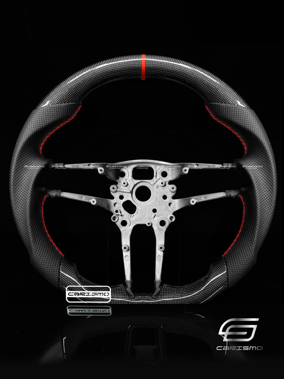 Carismo Steering Wheel For Porsche (992.1 Wheel) - Sport - Gloss Plain Carbon - Perforated Leather