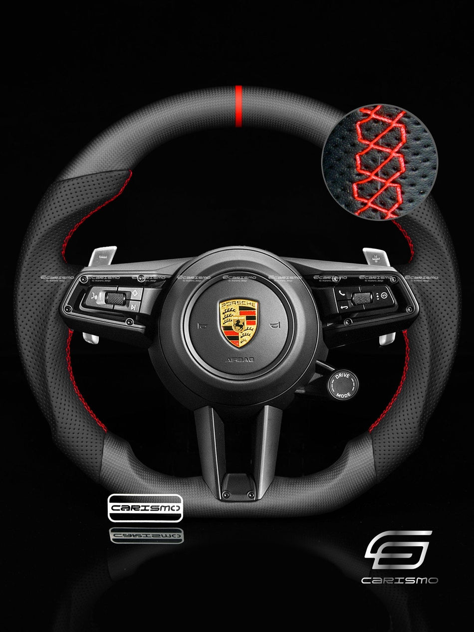 Carismo Steering Wheel For Porsche (992.1 Wheel) - Sport - Matte Plain Carbon - Perforated Leather