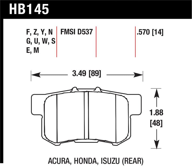 Hawk Acura / Honda / Suzuki DTC-30 Race Rear Brake Pads