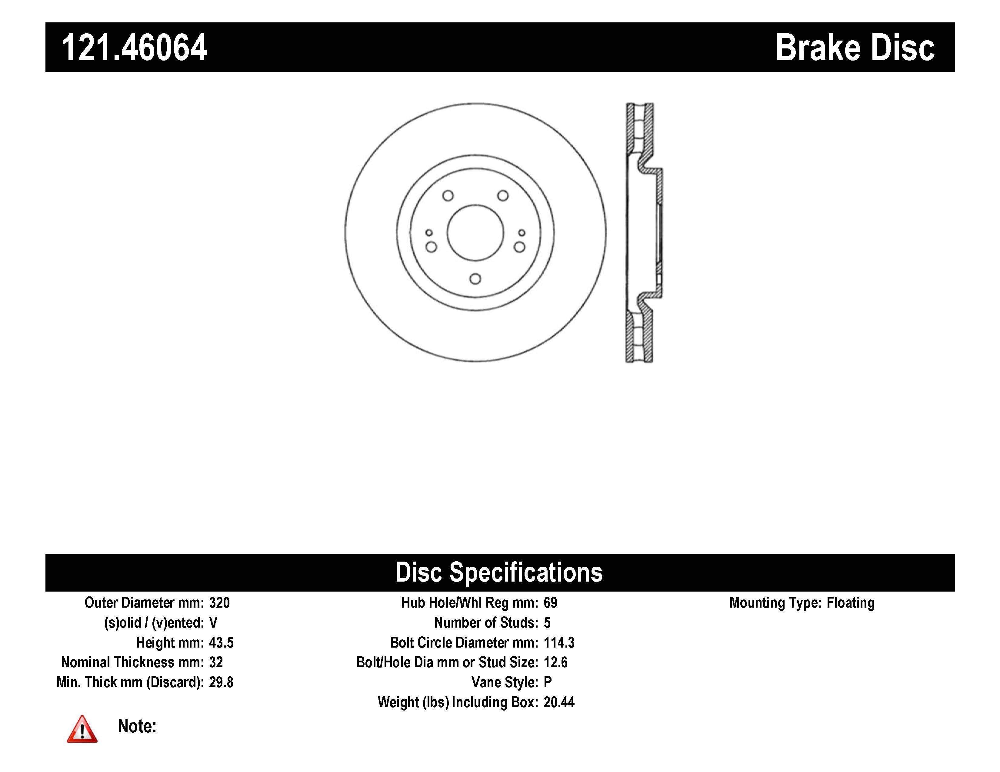 Centric C-TEK Standard Front Brake Rotor | 2003-2006 Mitsubishi Lancer Evo 8/9 (121.46064).