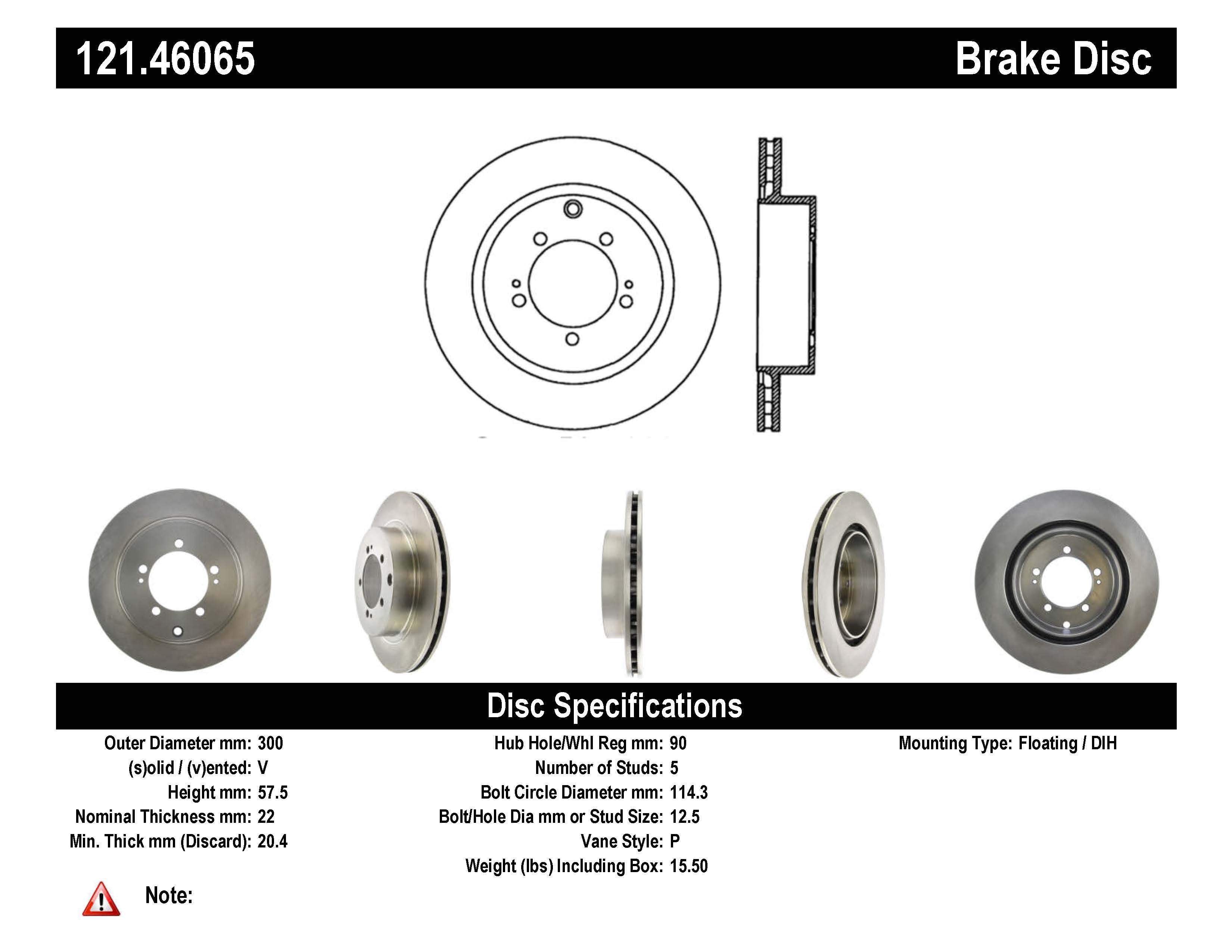 Centric C-TEK Standard Rear Brake Rotor | 2003-2006 Mitsubishi Lancer Evo 8/9 (121.46065).
