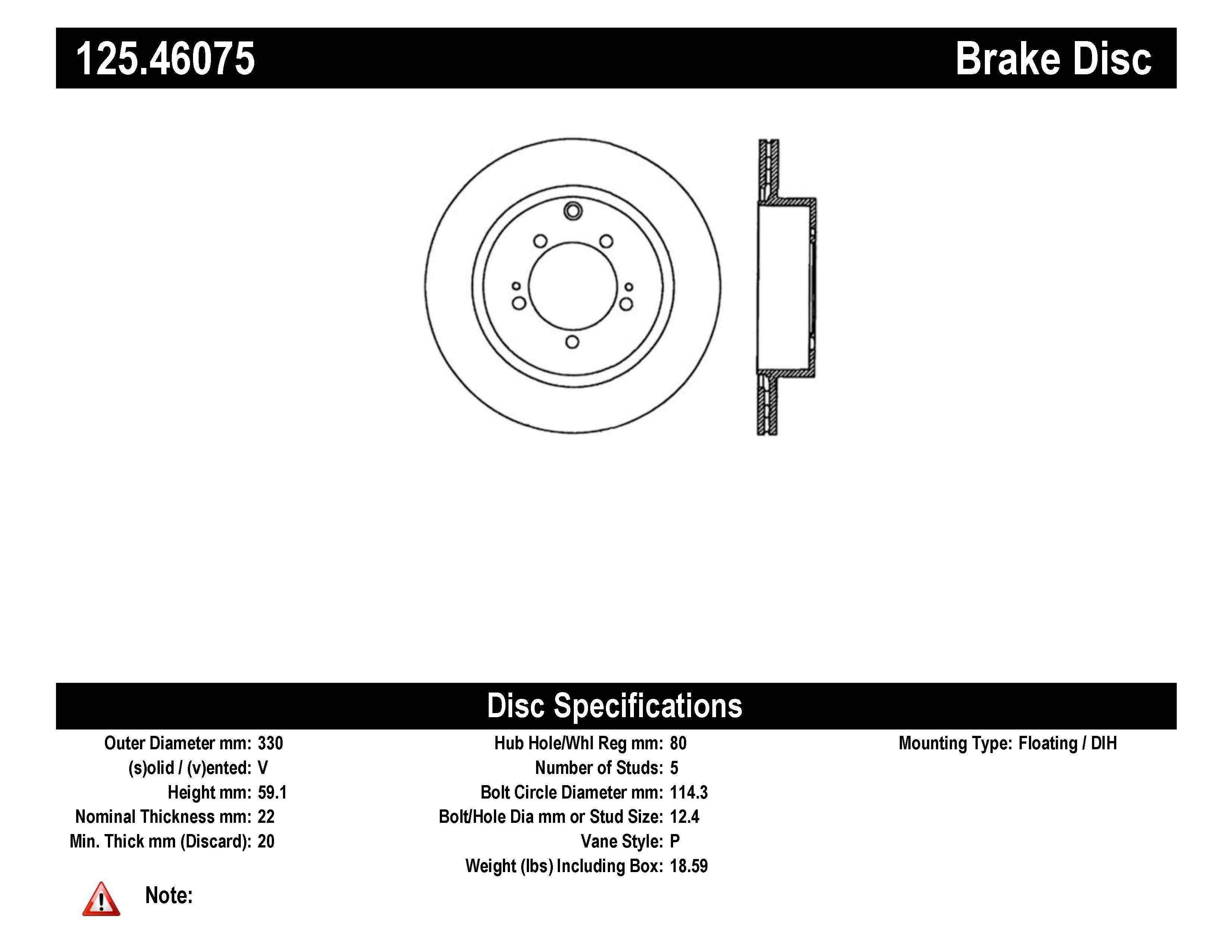 Centric Premium High Carbon Rear Brake Rotor | 2008-2015 Mitsubishi Evo X (125.46075).