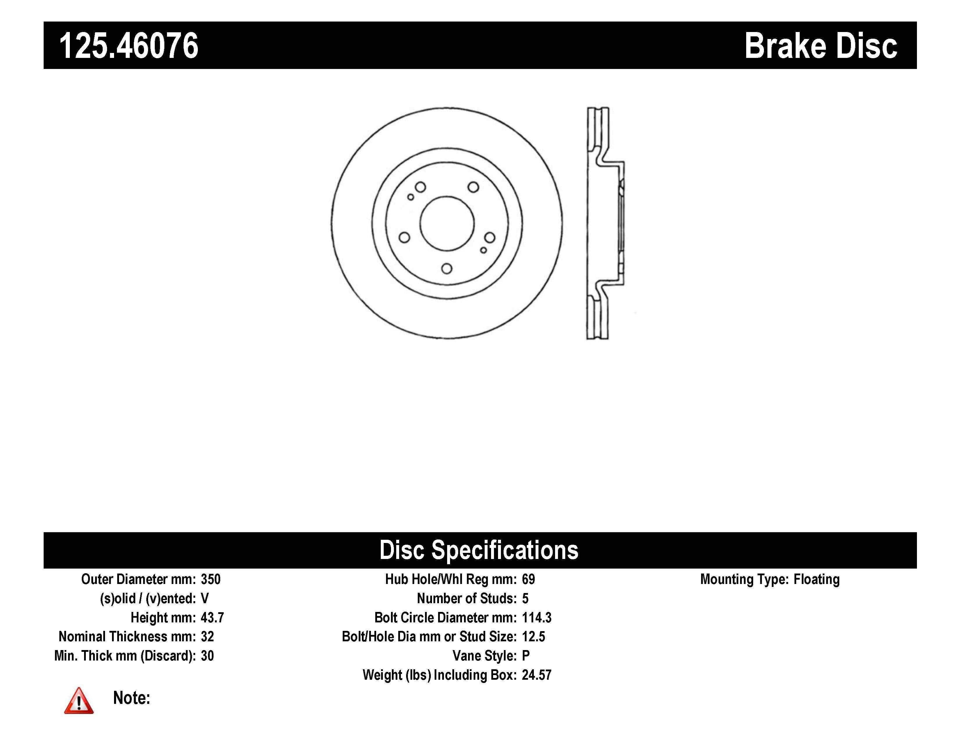 Centric Premium Front Brake Rotor | 2008-2015 Mitsubishi Evo X (125.46076).