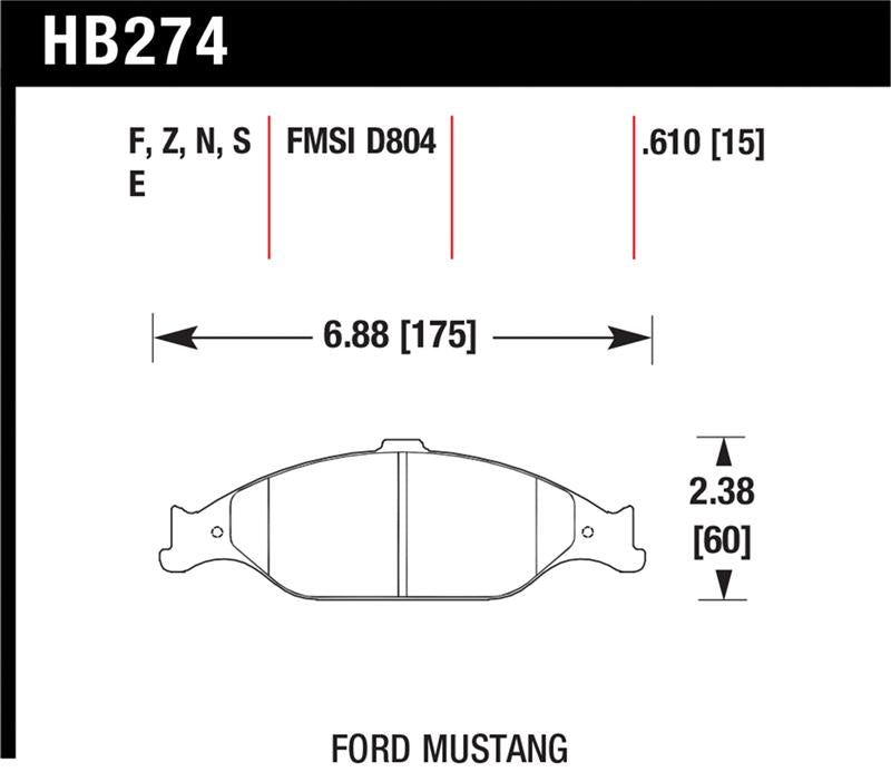 Hawk 99-04 Ford Mustang Base/GT HPS Street Front Brake Pads