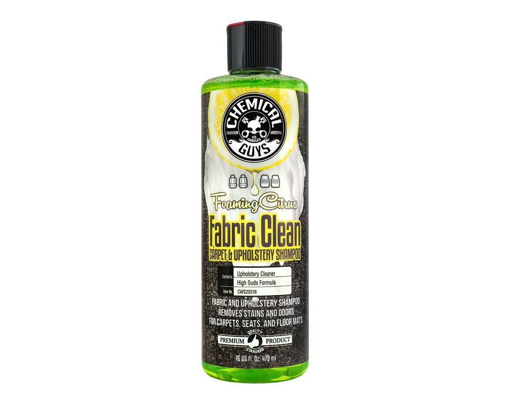Chemical Guys Foaming Citrus Fabric Clean Carpet And Upholstery Shampoo And Odor Eliminator | Universal (CWS20316)