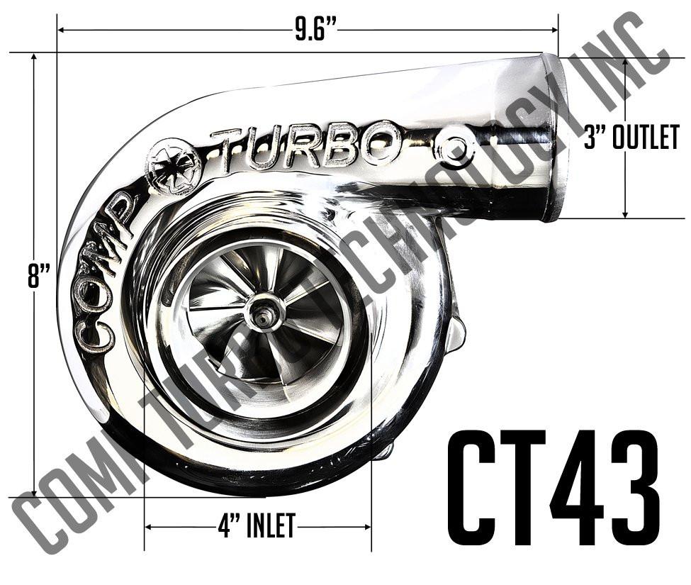 Comp Turbo CT43X Series 4” Inlet / 3” Outlet Oil-less Ball Bearing Turbocharger (4347475-758144).