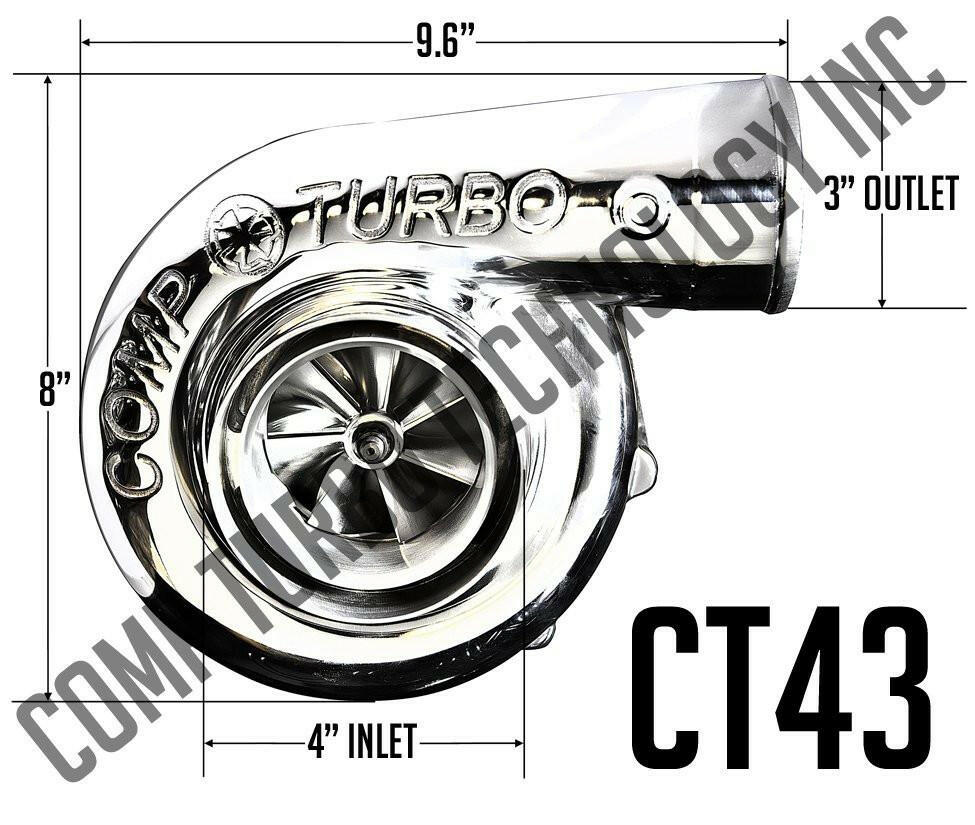 Comp Turbo CT43X Series 4” Inlet / 3” Outlet Oil-less Ball Bearing Turbocharger (4347475-758144).