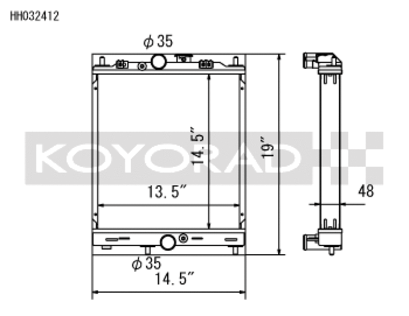 Koyo 03-07 Mitsubishi Evolution 7/8/9 Turbo (MT) Half-Size RACE Radiator