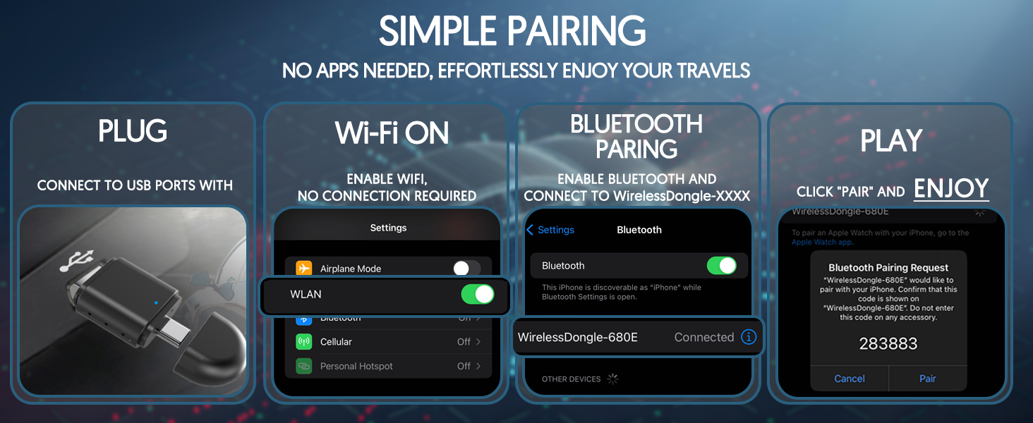 WireLess Apple Carplay & Android Carplay Auto Plug Smart Box USB&Type-c Adapter - Universal.