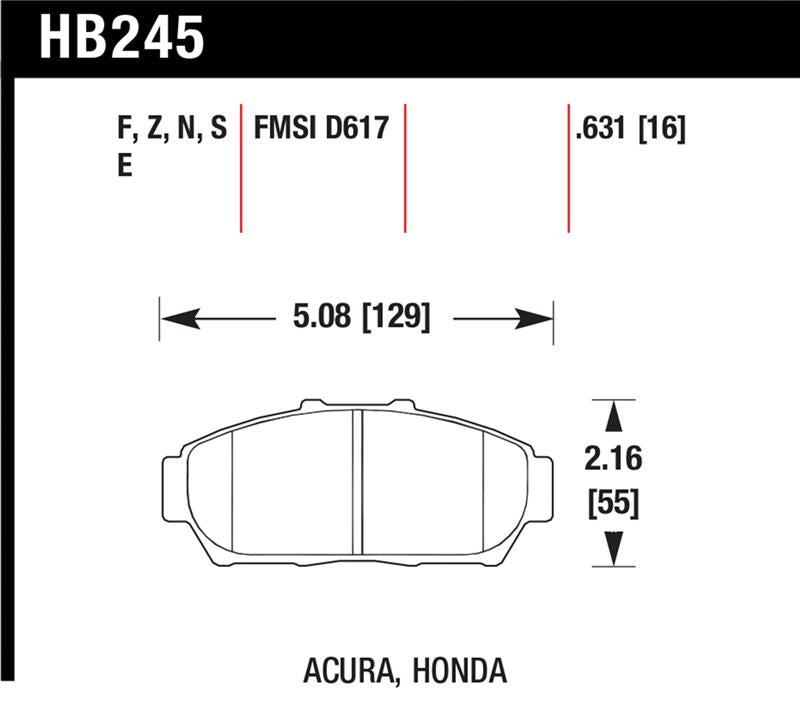 Hawk 94-01 Acura Integra (excl Type R)  Blue 9012 Race Front Brake Pads