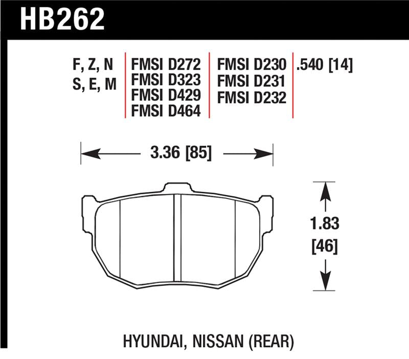 Hawk 89-97 Nissan 240SX SE HPS Street Rear Brake Pads
