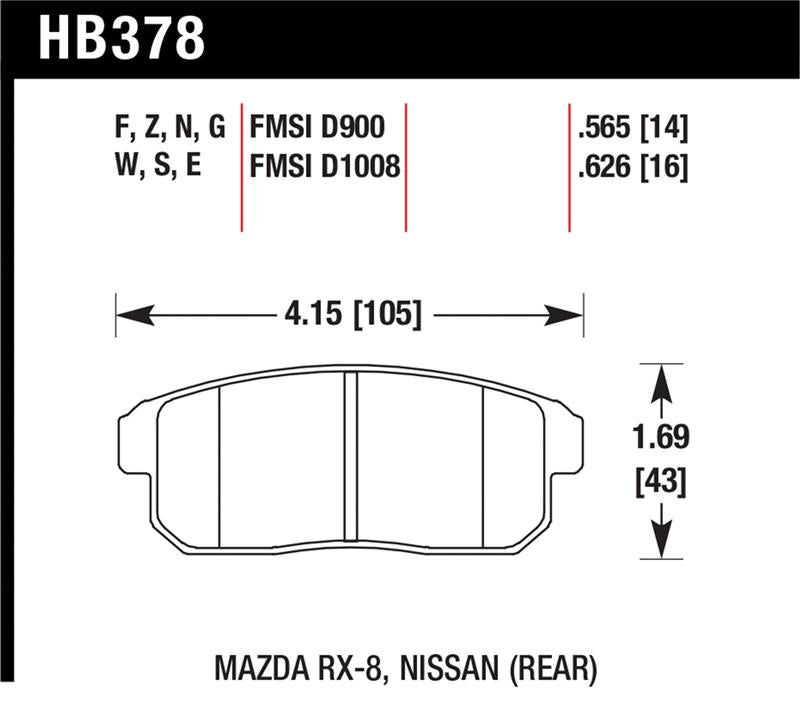 Hawk Mazda RX-8 / Nissan Track DTC-60 Race Rear Brake Pads