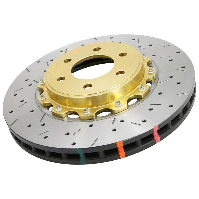 DBA Gold Front Drilled & Slotted 5000 Series 2 Piece Rotor | 2003-2006 Mitsubishi Lancer Evo 8/9 (52218GLDXS).