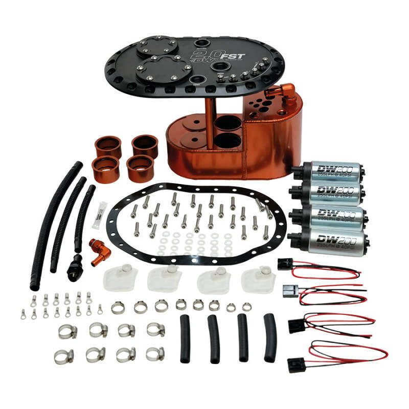 Deatschwerks 2.0L Staged Fuel Cell Surge Tank Includes 4 DW200 Fuel Pumps (6-201-20FST).