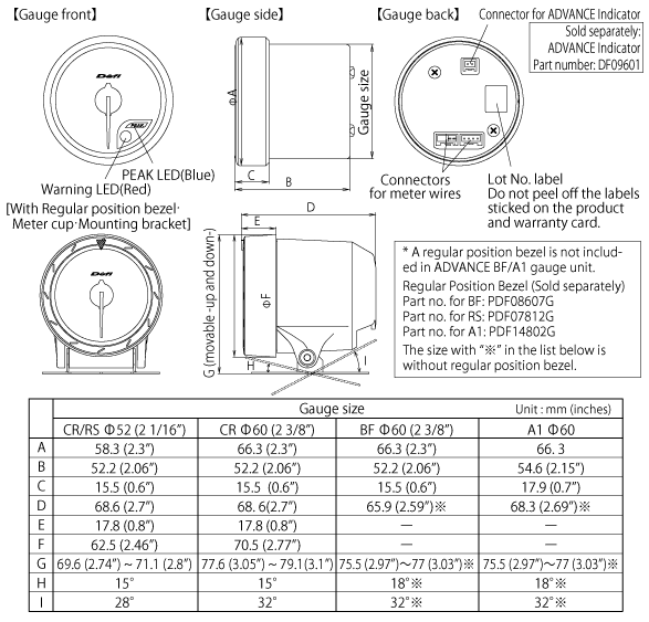 Defi ADVANCE A1 60mm Oil Temp Gauge 50-150 Deg C (DF15201).