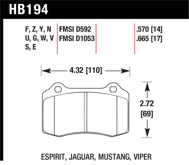Hawk 2010 Camaro SS HP+ Street Rear Brake Pads