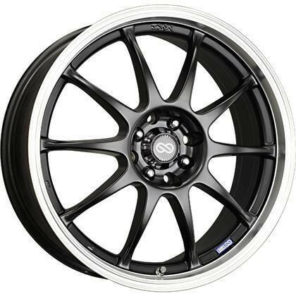 J10 15x6.5 5x100/+38mm Offset 72.62mm Bore Dia Matte Black w/ Machined Lip Wheel by Enkei.