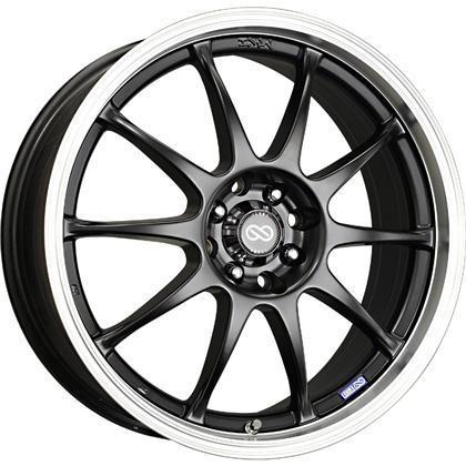 J10 15x6.5 5x100/+38mm Offset 72.62mm Bore Dia Matte Black w/ Machined Lip Wheel by Enkei.