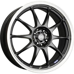 J10 15x6.5 5x100/+38mm Offset 72.62mm Bore Dia Matte Black w/ Machined Lip Wheel by Enkei.