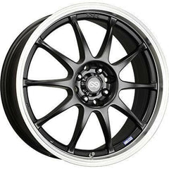 J10 16x7 5x100/+38mm Offset 72.62mm Bore Dia Matte Black w/ Machined Lip Wheel by Enkei.